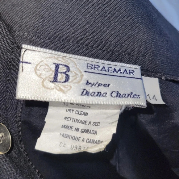 Vintage Braemar Diana Charles Black Pocket Back Slit Size 14 - Picture 4 of 6